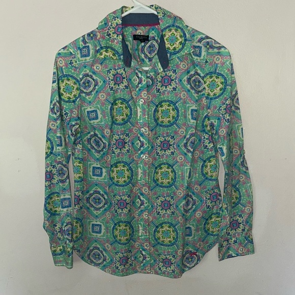 Talbots Tops - Talbots Green and Blue Casual Button Down Shirt